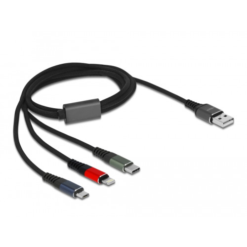 DeLOCK DeLOCK 87277 USB-kablar 1 m USB 2.0 USB A Micro-USB B/Lightning/Apple 30-pin Grön, Svart, Röd, Blå