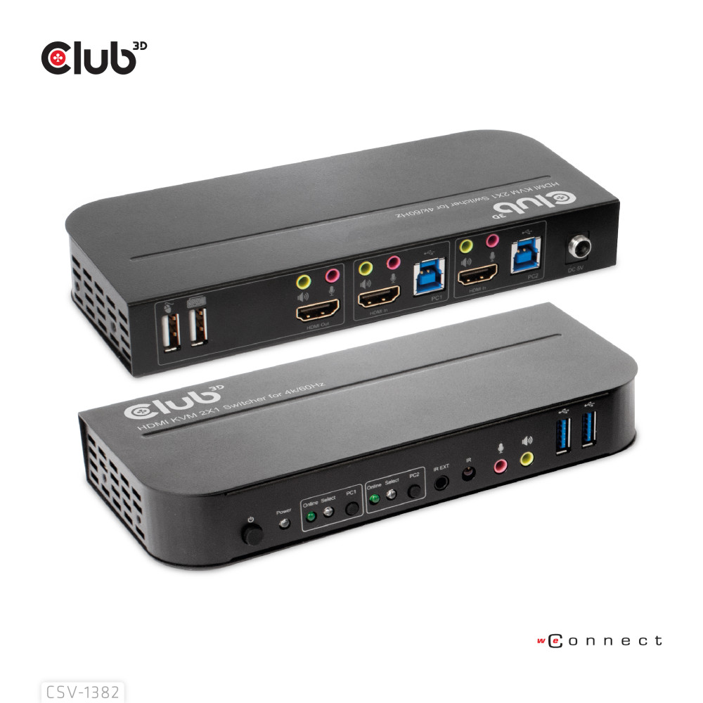Produktbild för CLUB3D CSV-1382 KVM-switchar Svart