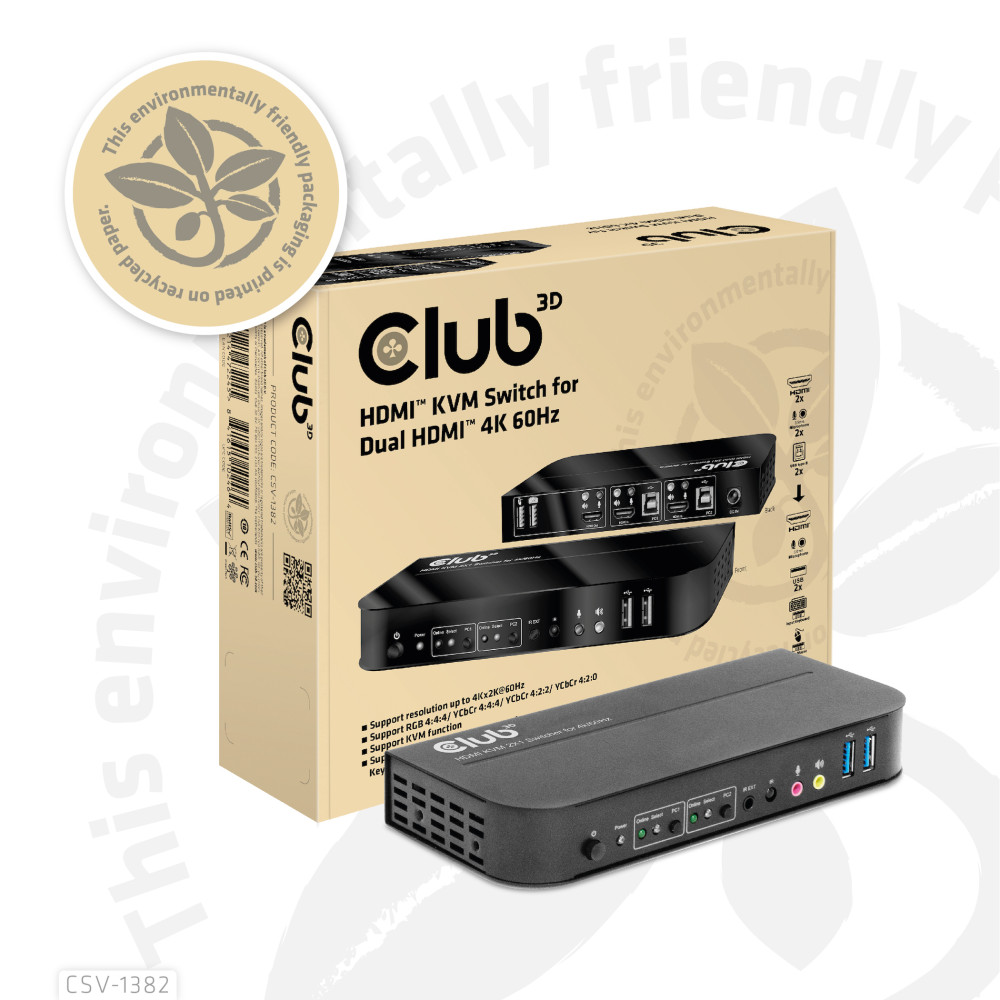 Produktbild för CLUB3D CSV-1382 KVM-switchar Svart
