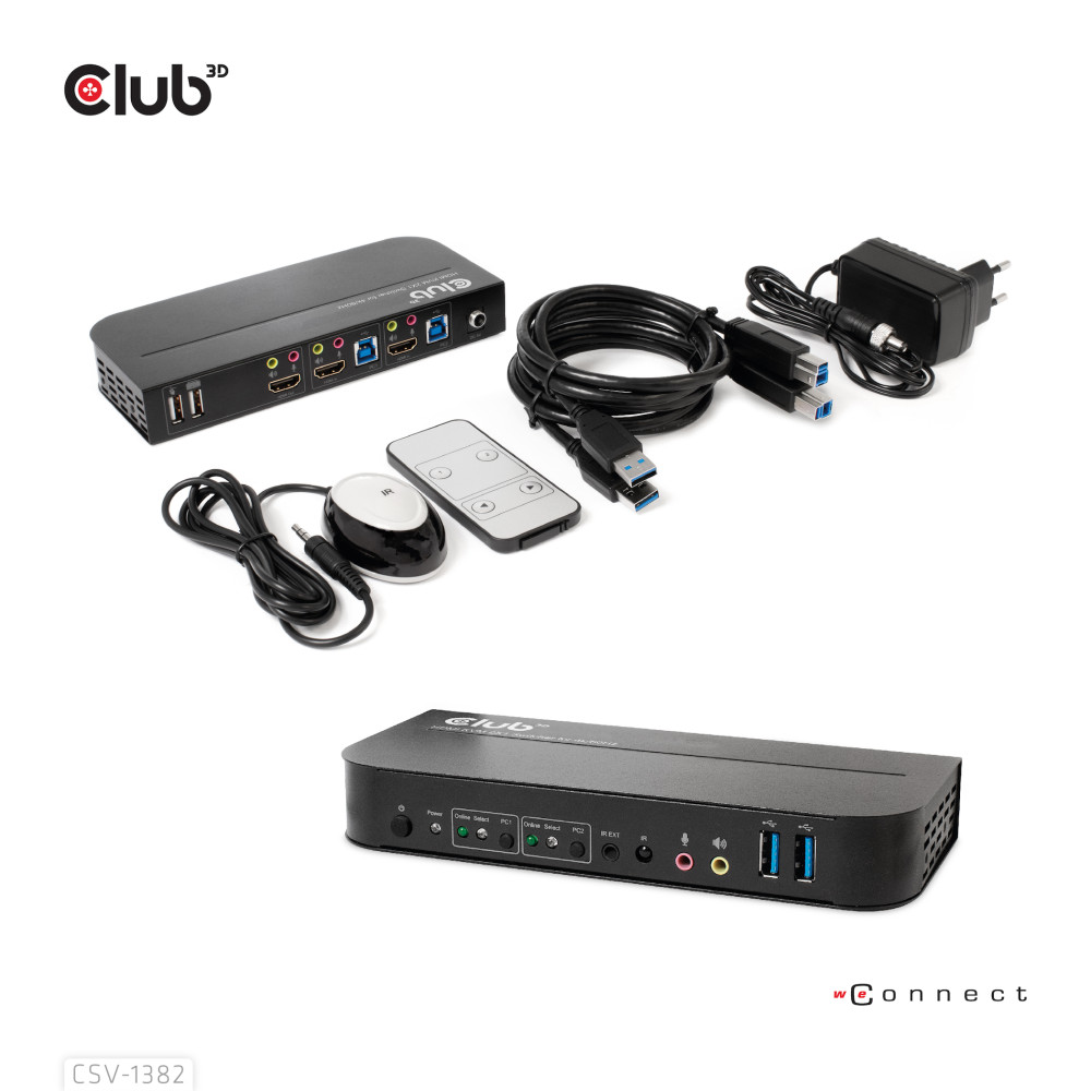 Produktbild för CLUB3D CSV-1382 KVM-switchar Svart