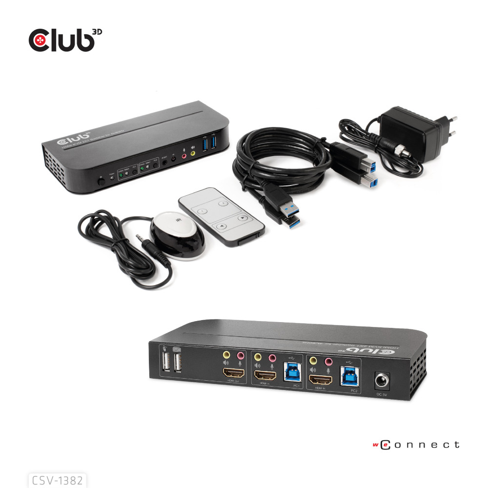 Produktbild för CLUB3D CSV-1382 KVM-switchar Svart