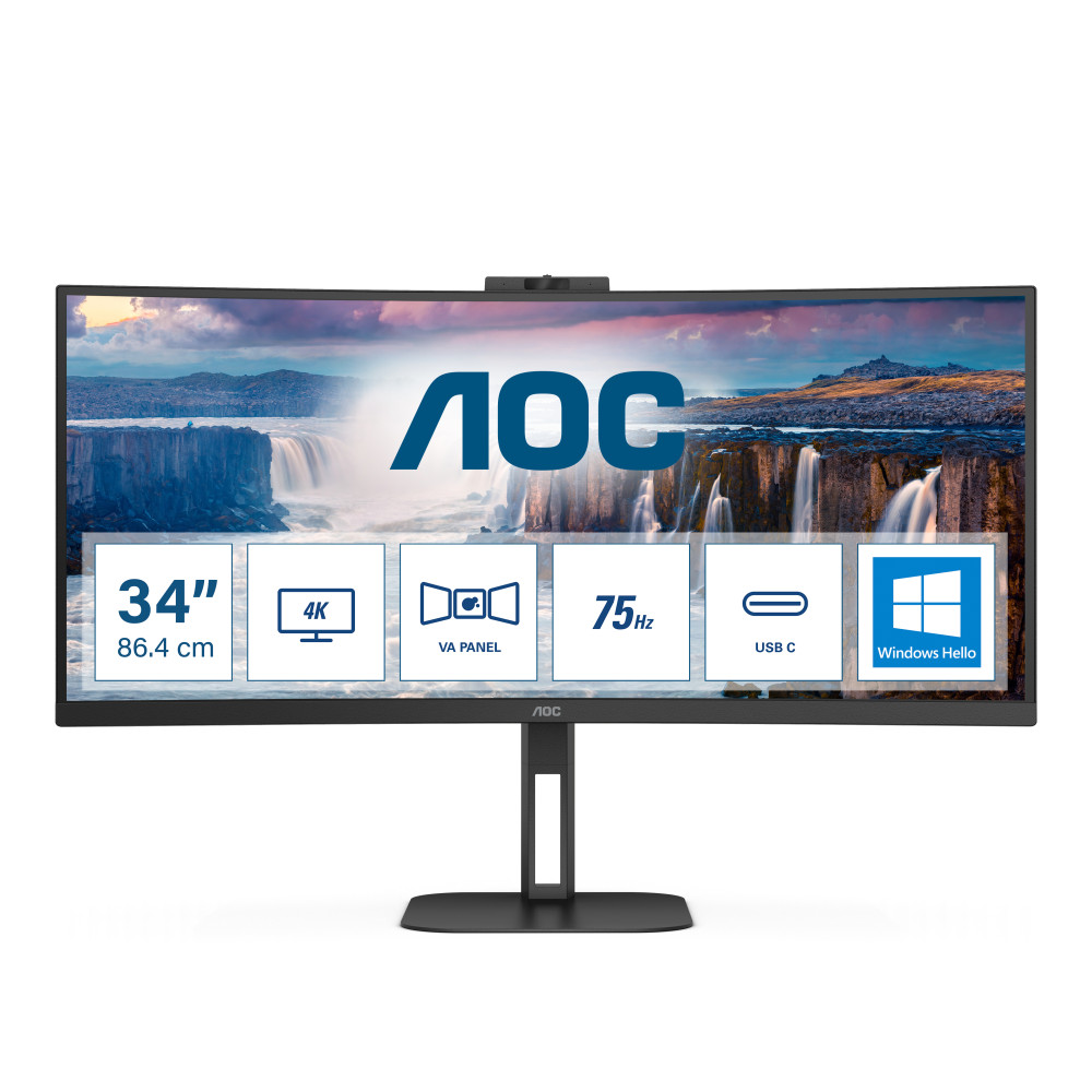 Produktbild för AOC V5 CU34V5CW LED display 86,4 cm (34") 3440 x 1440 pixlar Wide Quad HD Svart