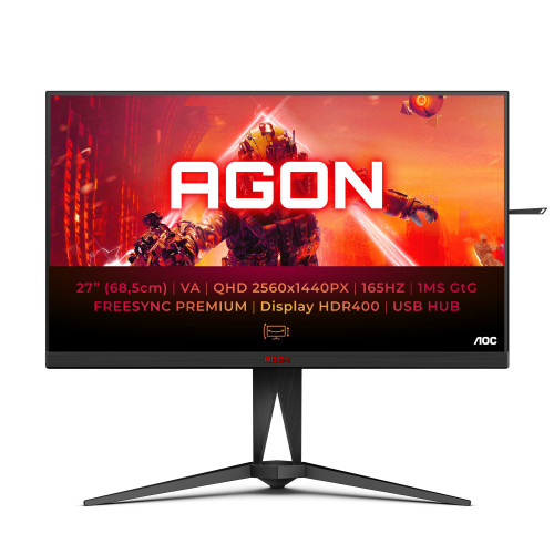 AOC AOC AGON AG275QXN/EU LED display 68,6 cm (27") 2560 x 1440 pixlar Quad HD Svart, Röd