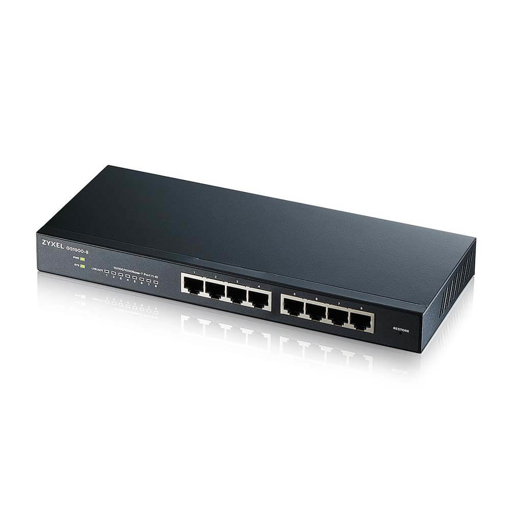 Produktbild för Zyxel GS1900-8 hanterad L2 Gigabit Ethernet (10/100/1000) Svart