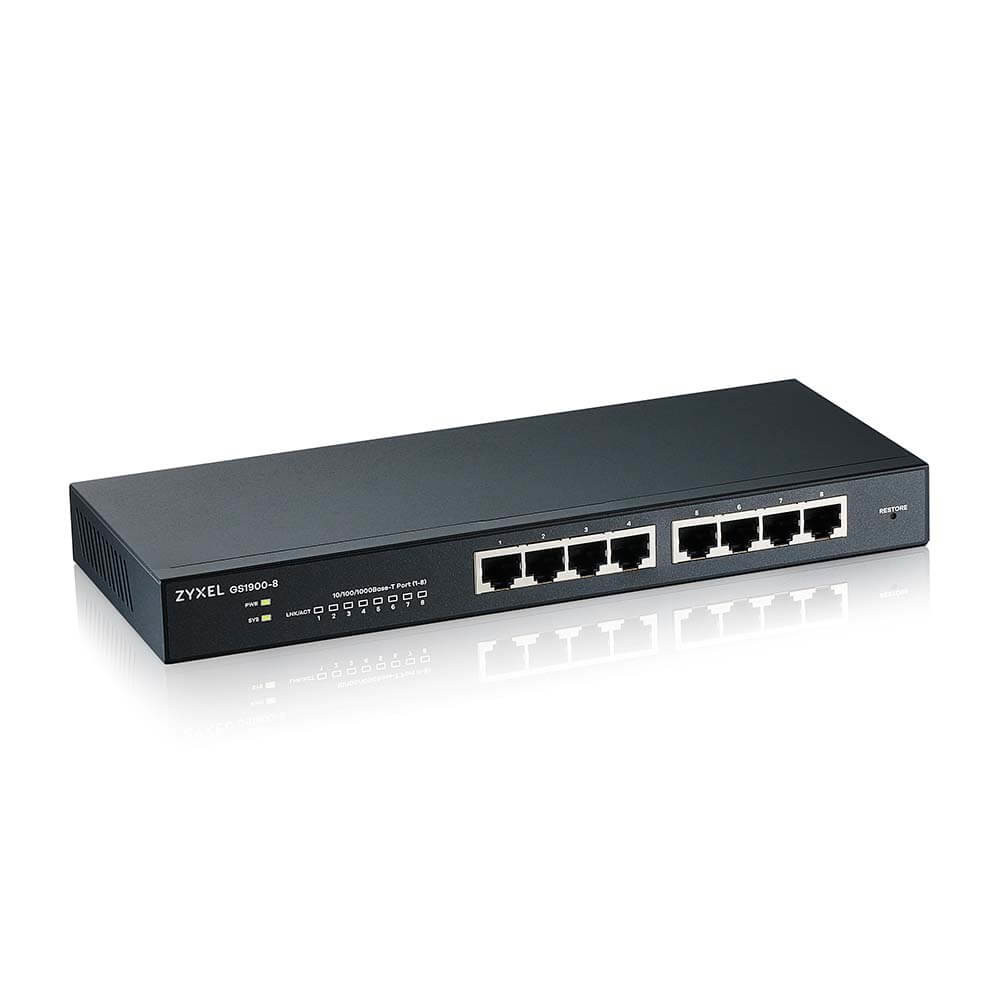 Produktbild för Zyxel GS1900-8 hanterad L2 Gigabit Ethernet (10/100/1000) Svart