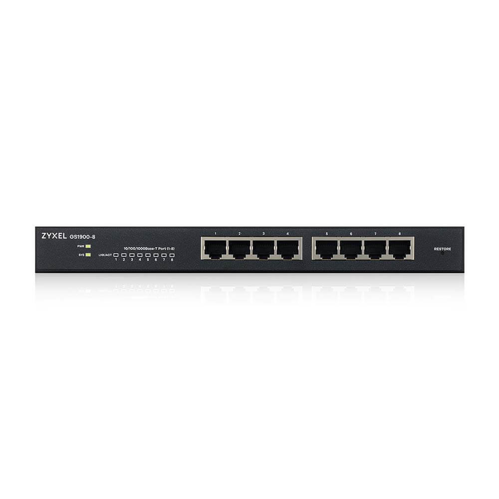Produktbild för Zyxel GS1900-8 hanterad L2 Gigabit Ethernet (10/100/1000) Svart