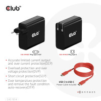 Produktbild för Club 3D strömadapter - GaN-teknik - 24 pin USB-C - 140 Watt