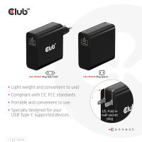 Produktbild för Club 3D strömadapter - GaN-teknik - 24 pin USB-C - 140 Watt