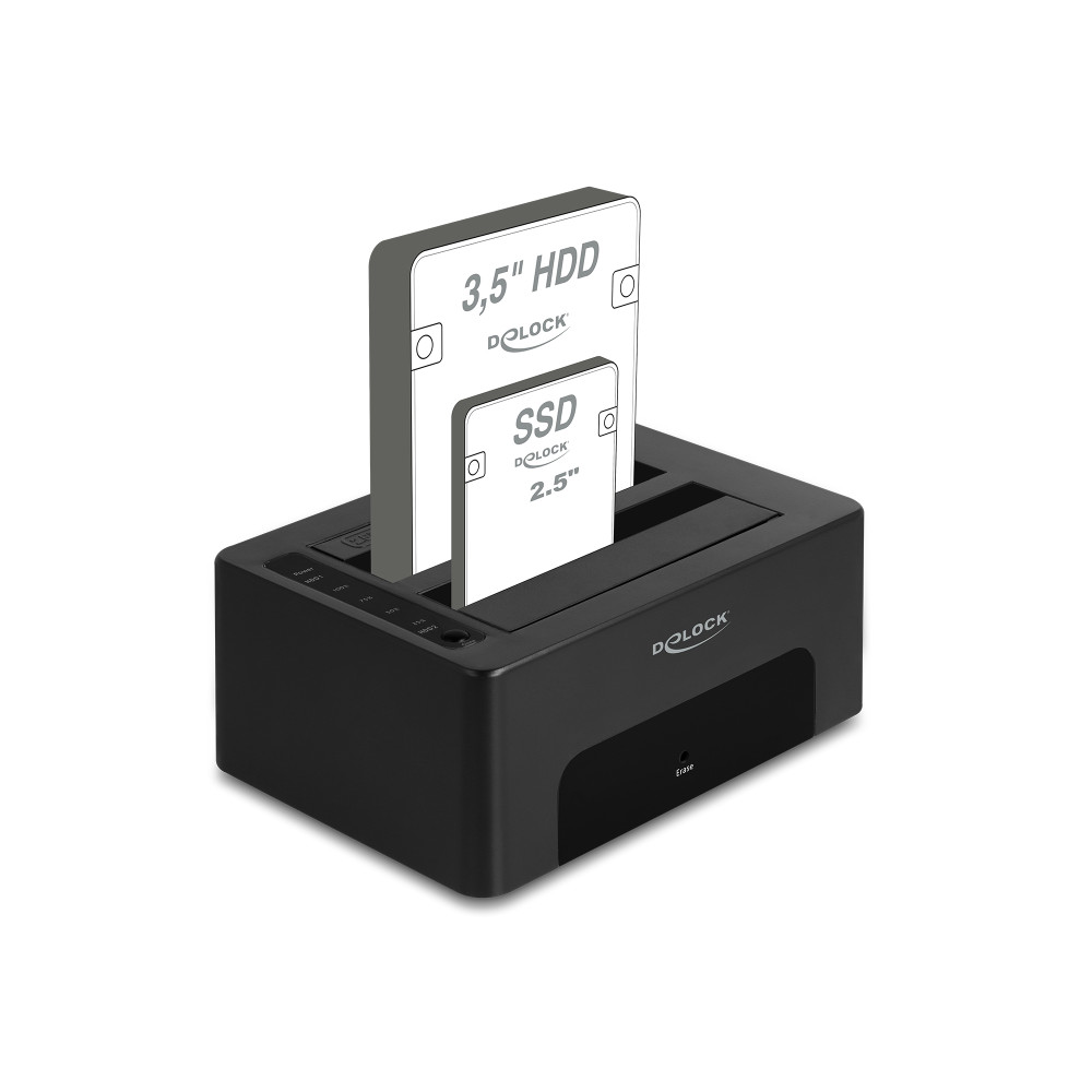 Produktbild för DeLOCK 64187 Hölje för lagringsenheter HDD- / SSD kabinett Svart 2.5/3.5"