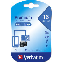 Produktbild för Verbatim Premium 16 GB MicroSDHC Klass 10