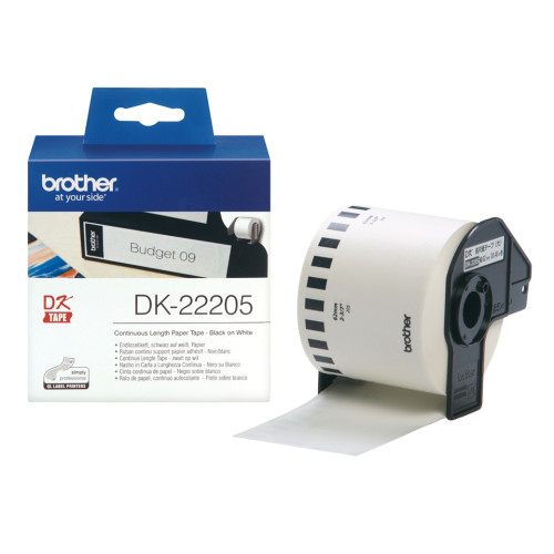 Brother Brother DK-22205 etikett-tejp Svart på vitt