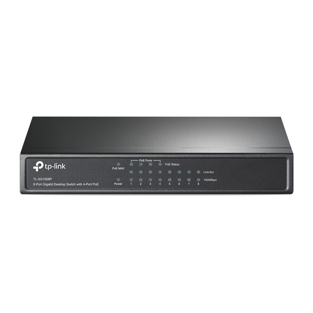 Produktbild för TP-Link TL-SG1008P nätverksswitchar Ohanterad Gigabit Ethernet (10/100/1000) Strömförsörjning via Ethernet (PoE) stöd Hasselnöt