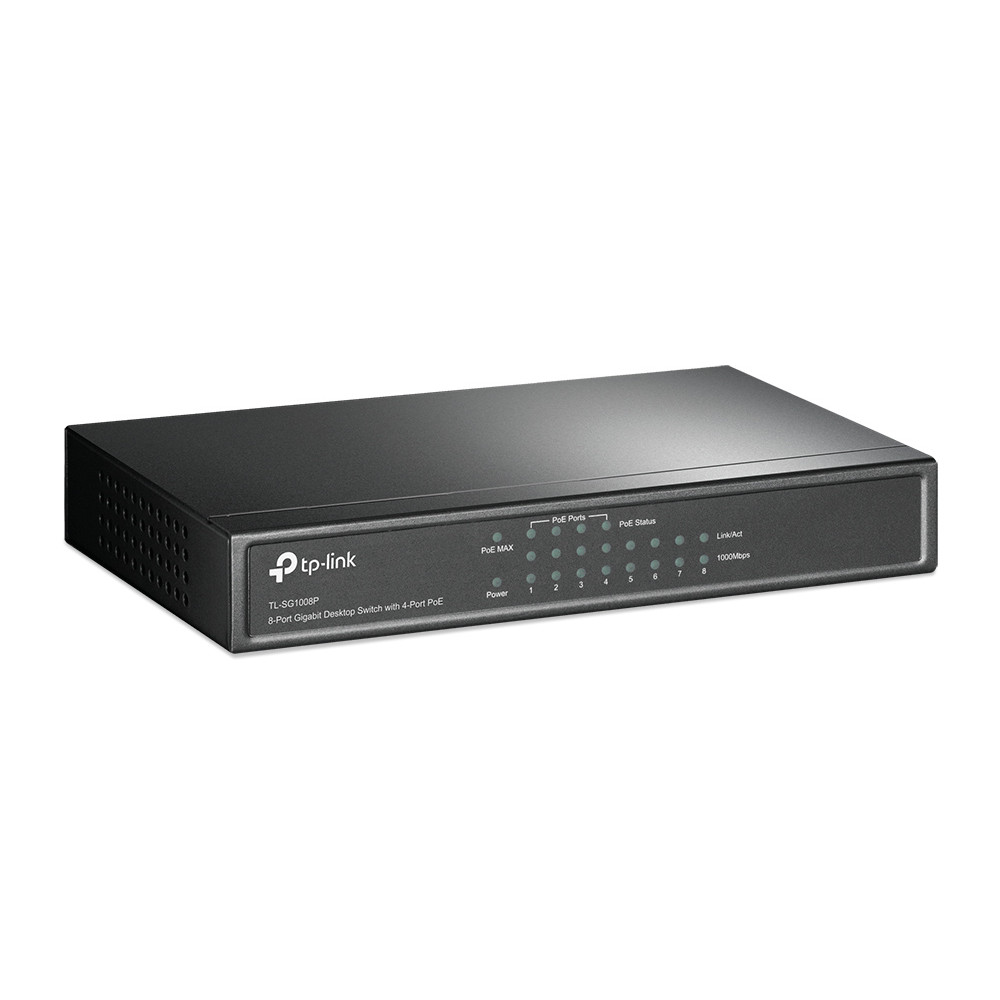 Produktbild för TP-Link TL-SG1008P nätverksswitchar Ohanterad Gigabit Ethernet (10/100/1000) Strömförsörjning via Ethernet (PoE) stöd Hasselnöt