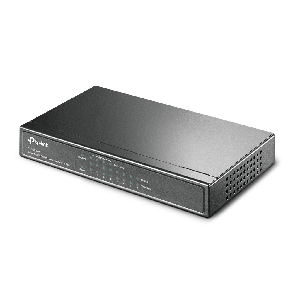 Produktbild för TP-Link TL-SG1008P nätverksswitchar Ohanterad Gigabit Ethernet (10/100/1000) Strömförsörjning via Ethernet (PoE) stöd Hasselnöt