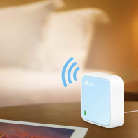 Produktbild för TP-Link TL-WR802N trådlös router Snabb Ethernet Singel-band (2,4 GHz) Blå, Vit