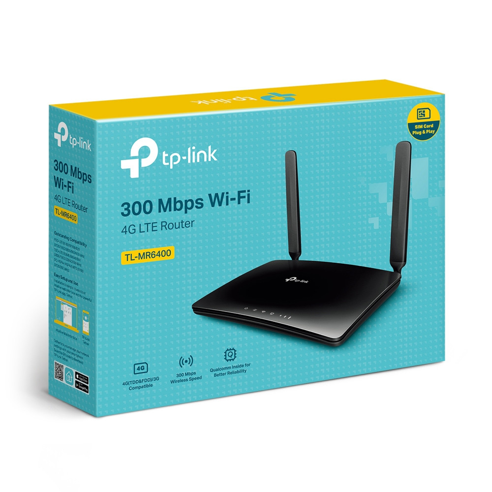 Produktbild för TP-Link TL-MR6400 trådlös router Snabb Ethernet Singel-band (2,4 GHz) 4G Svart