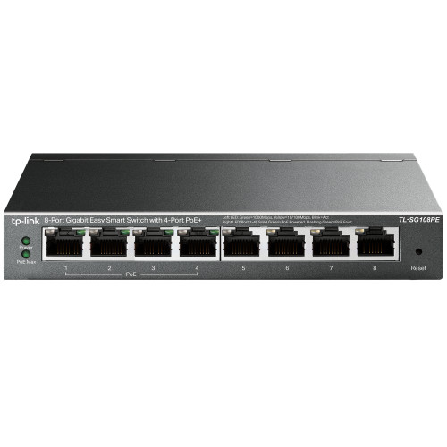 TP-LINK Technologies TP-Link TL-SG108PE nätverksswitchar hanterad L2 Gigabit Ethernet (10/100/1000) Strömförsörjning via Ethernet (PoE) stöd Svart