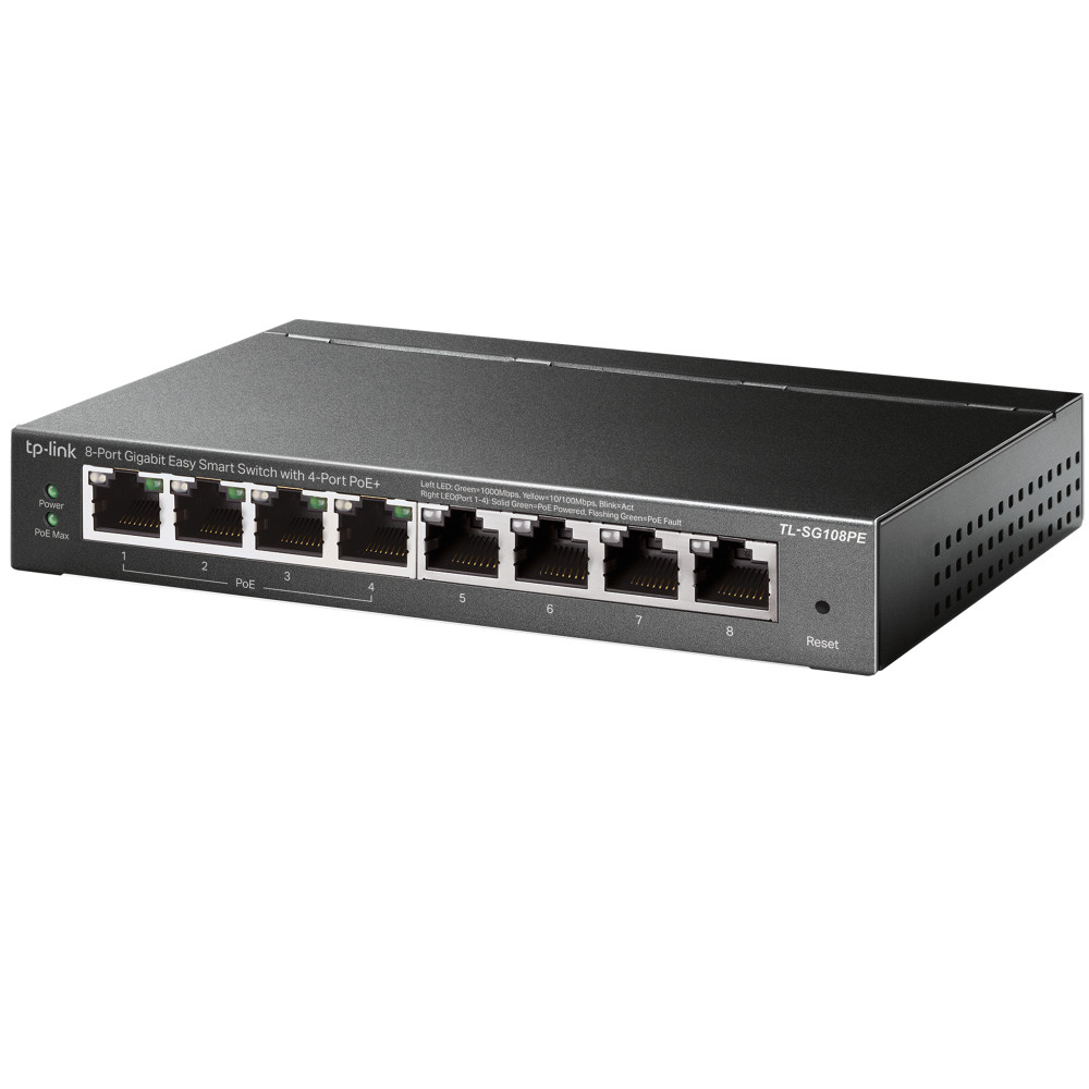 Produktbild för TP-Link TL-SG108PE nätverksswitchar hanterad L2 Gigabit Ethernet (10/100/1000) Strömförsörjning via Ethernet (PoE) stöd Svart