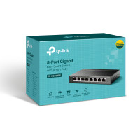 Produktbild för TP-Link TL-SG108PE nätverksswitchar hanterad L2 Gigabit Ethernet (10/100/1000) Strömförsörjning via Ethernet (PoE) stöd Svart