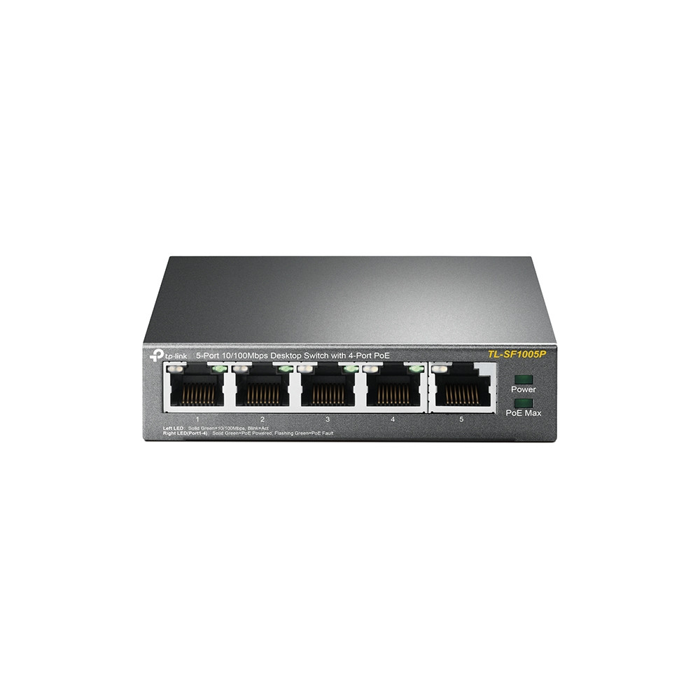 Produktbild för TP-Link TL-SF1005P nätverksswitchar Ohanterad Fast Ethernet (10/100) Strömförsörjning via Ethernet (PoE) stöd Svart