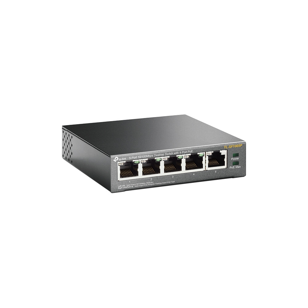Produktbild för TP-Link TL-SF1005P nätverksswitchar Ohanterad Fast Ethernet (10/100) Strömförsörjning via Ethernet (PoE) stöd Svart