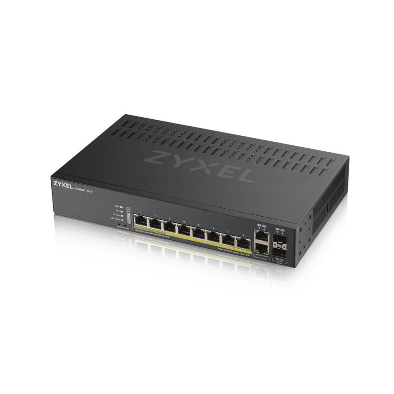 Produktbild för Zyxel GS1920-8HPV2 hanterad Gigabit Ethernet (10/100/1000) Strömförsörjning via Ethernet (PoE) stöd Svart