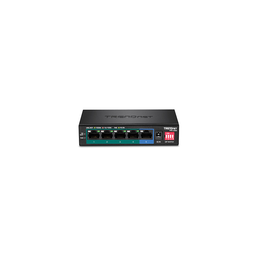 Produktbild för Trendnet TPE-LG50 nätverksswitchar Ohanterad Gigabit Ethernet (10/100/1000) Strömförsörjning via Ethernet (PoE) stöd Svart