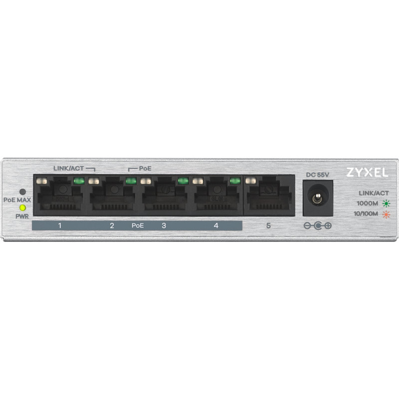 Produktbild för Zyxel GS1005HP Ohanterad Gigabit Ethernet (10/100/1000) Strömförsörjning via Ethernet (PoE) stöd Silver