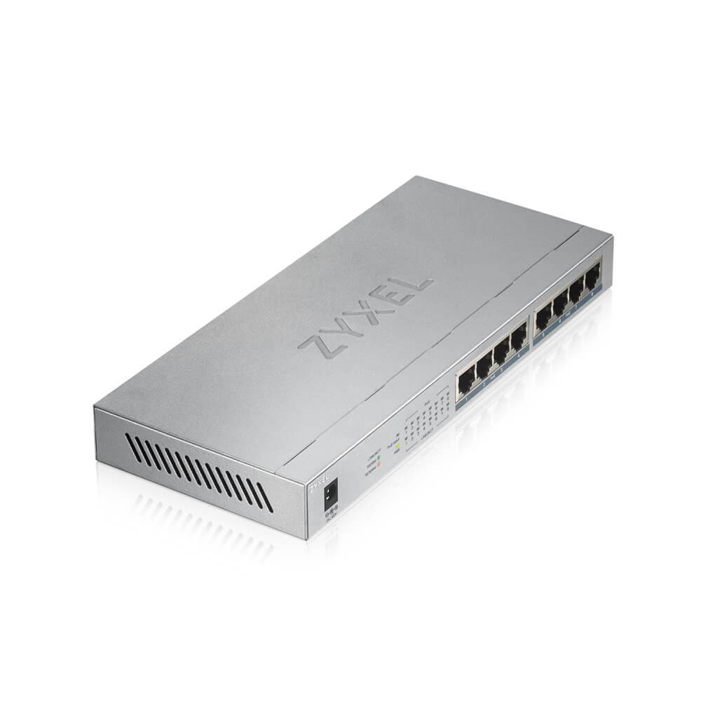 Produktbild för Zyxel GS1008HP Ohanterad Gigabit Ethernet (10/100/1000) Strömförsörjning via Ethernet (PoE) stöd Grå