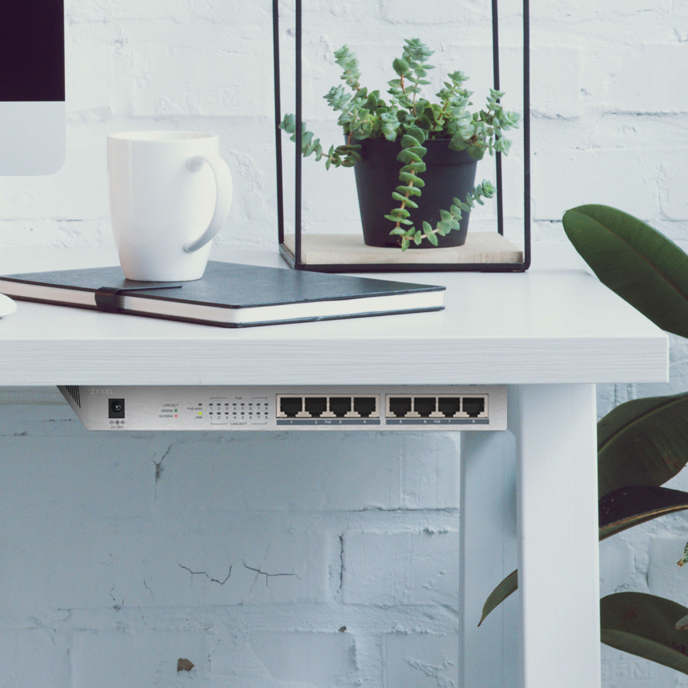 Produktbild för Zyxel GS1008HP Ohanterad Gigabit Ethernet (10/100/1000) Strömförsörjning via Ethernet (PoE) stöd Grå