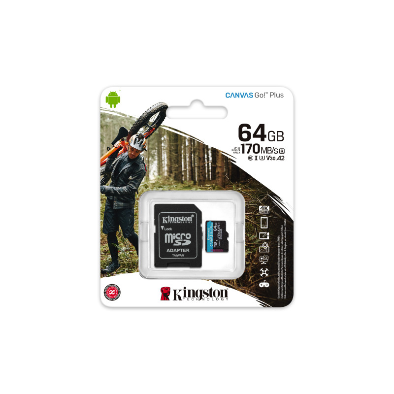 Produktbild för Kingston Technology Canvas Go! Plus 64 GB MicroSD UHS-I Klass 10