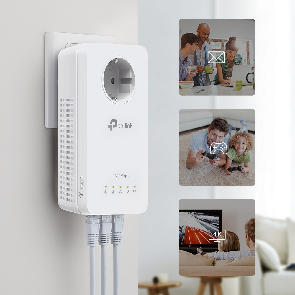 Produktbild för TP-Link TL-WPA8631P KIT PowerLine-nätverksadapter 300 Mbit/s Nätverksansluten (Ethernet) Wi-Fi Vit 2 styck