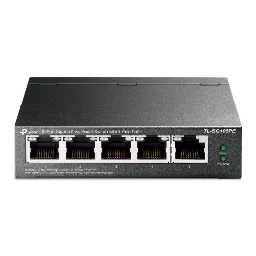 TP-LINK Technologies TP-Link TL-SG105PE nätverksswitchar hanterad L2 Gigabit Ethernet (10/100/1000) Strömförsörjning via Ethernet (PoE) stöd Svart