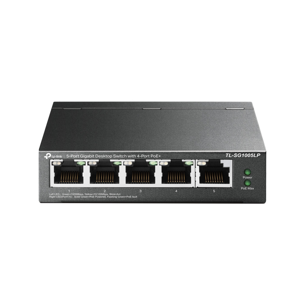 Produktbild för TP-Link TL-SG1005LP nätverksswitchar Ohanterad Gigabit Ethernet (10/100/1000) Strömförsörjning via Ethernet (PoE) stöd Svart