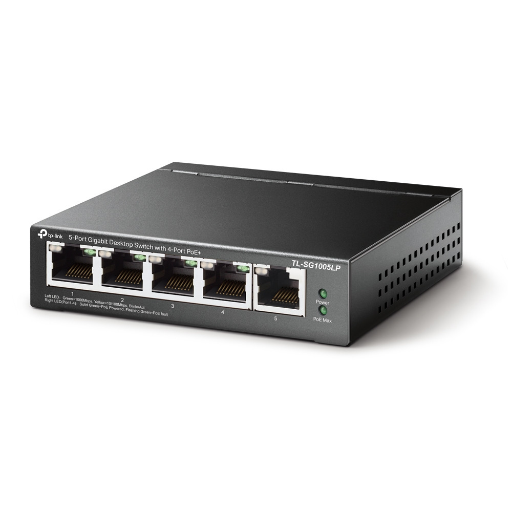 Produktbild för TP-Link TL-SG1005LP nätverksswitchar Ohanterad Gigabit Ethernet (10/100/1000) Strömförsörjning via Ethernet (PoE) stöd Svart