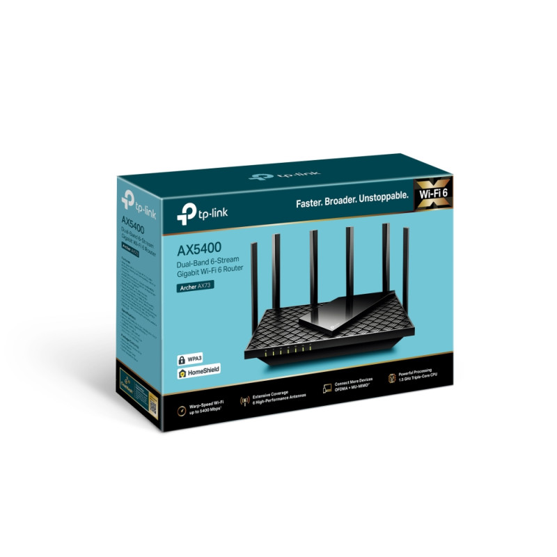 Produktbild för TP-Link Archer AX73 trådlös router Gigabit Ethernet Dual-band (2,4 GHz / 5 GHz) Svart