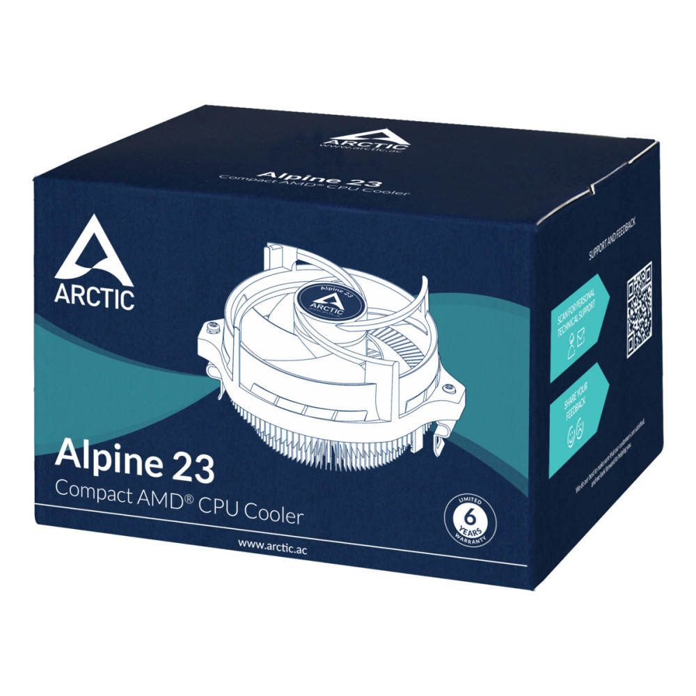 Produktbild för ARCTIC Alpine 23 - Compact AMD CPU-Cooler Processor Luftkylare 9 cm Gjuten aluminium, Svart 1 styck