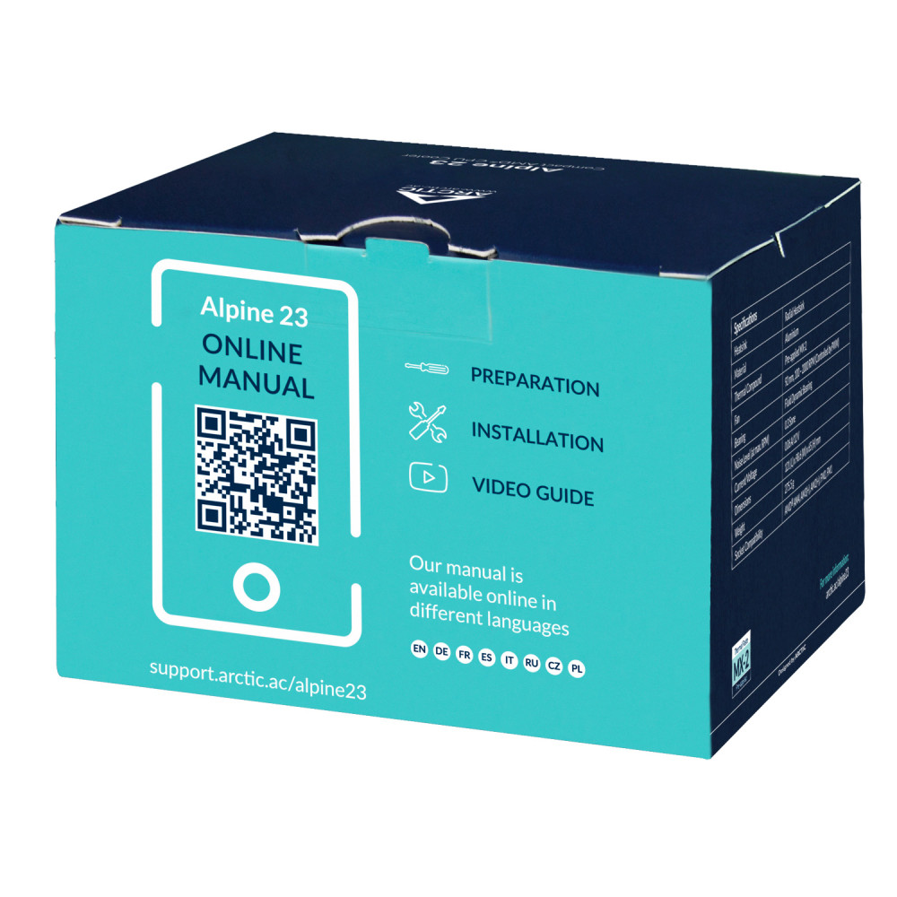 Produktbild för ARCTIC Alpine 23 - Compact AMD CPU-Cooler Processor Luftkylare 9 cm Gjuten aluminium, Svart 1 styck