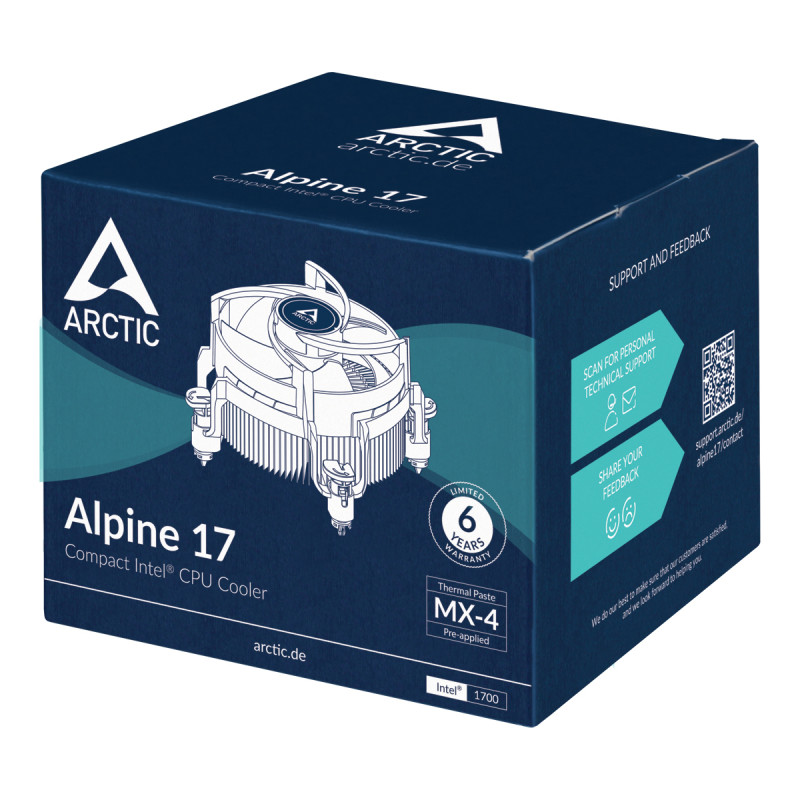 Produktbild för ARCTIC Alpine 17 Processor Luftkylare 9,2 cm Svart, Silver 1 styck