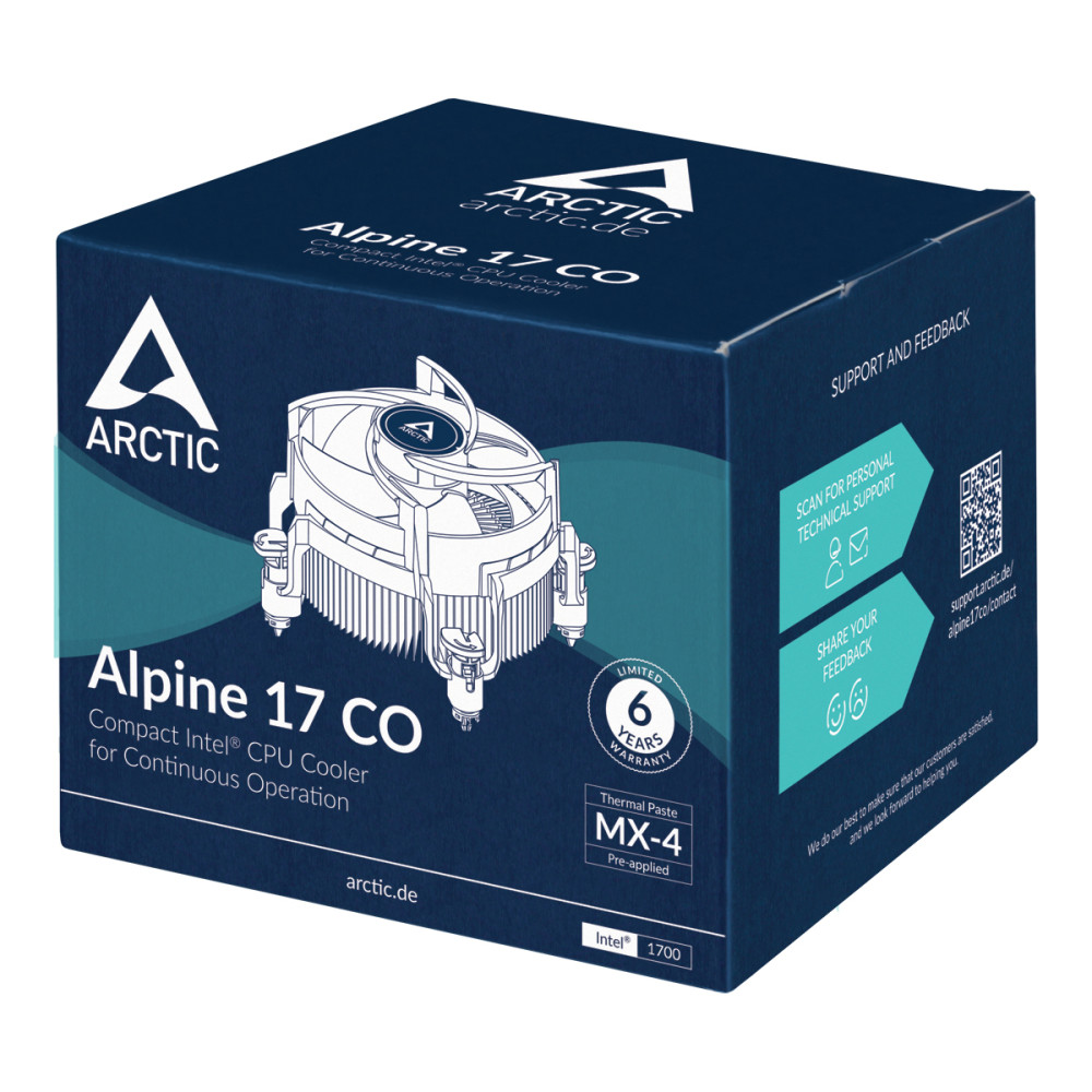 Produktbild för ARCTIC Alpine 17 CO Processor Luftkylare 9,2 cm Svart, Silver 1 styck