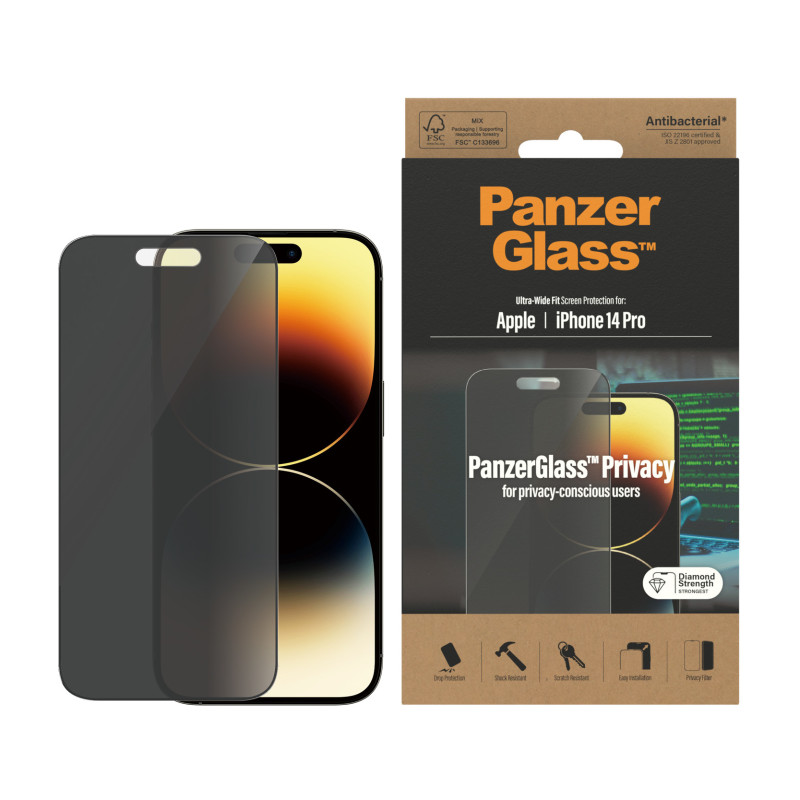 Produktbild för PanzerGlass Ultra-Wide Fit Privacy Appl Genomskinligt skärmskydd Apple 1 styck