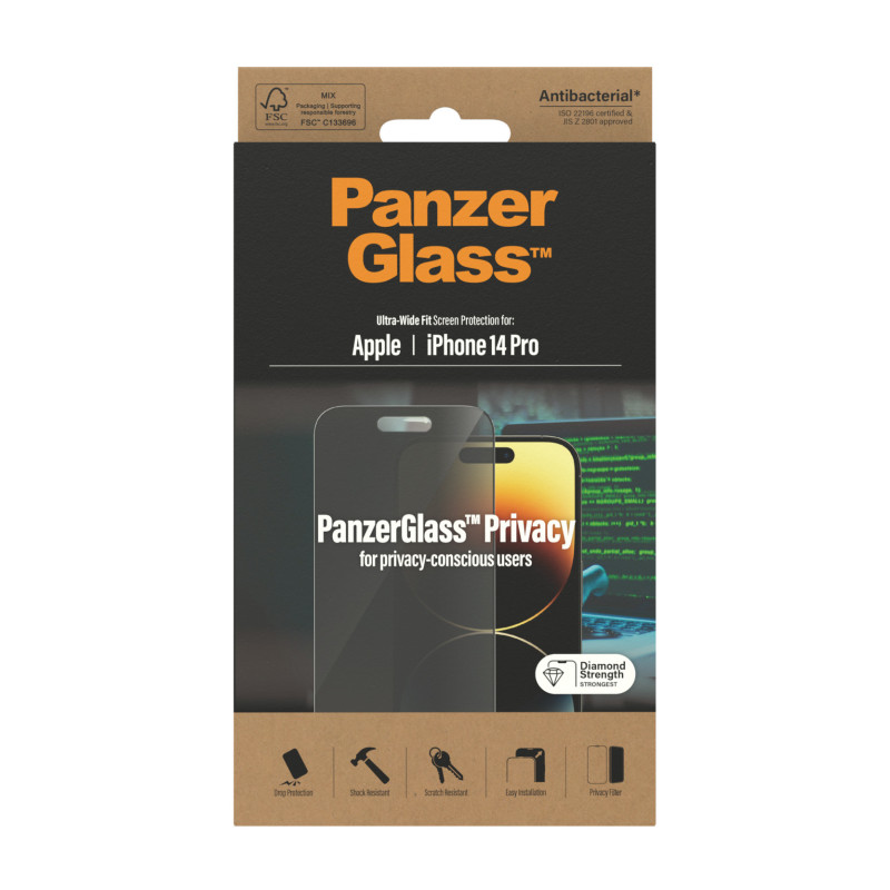 Produktbild för PanzerGlass Ultra-Wide Fit Privacy Appl Genomskinligt skärmskydd Apple 1 styck