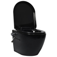 Miniatyr av produktbild för Vägghängd toalett kantlös med dold cistern keramik svart