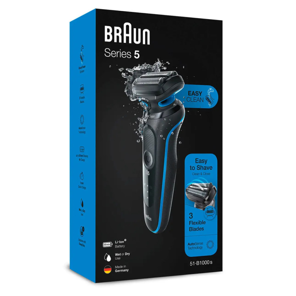 Produktbild för Braun 51-B1000s Folierakapparat Trimmer Svart, Blå