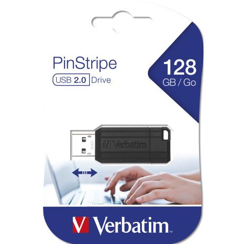 VERBATIM Verbatim PinStripe 128GB USB-sticka USB Type-A 2.0 Svart