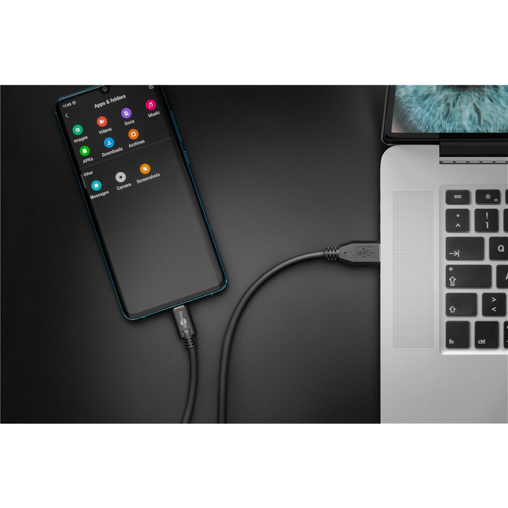 Produktbild för Goobay 67890 USB-kablar 1 m USB A USB C Svart