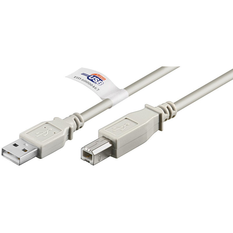 Produktbild för Goobay 50831 USB-kablar 2 m USB 2.0 USB A USB B Grå