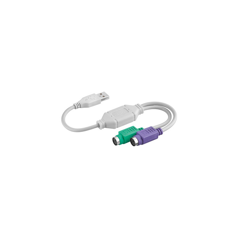 Produktbild för Goobay USB - 2x PS/2 OHL PS2-kablar 2x 6-p Mini-DIN USB A Grön, Lila, Vit