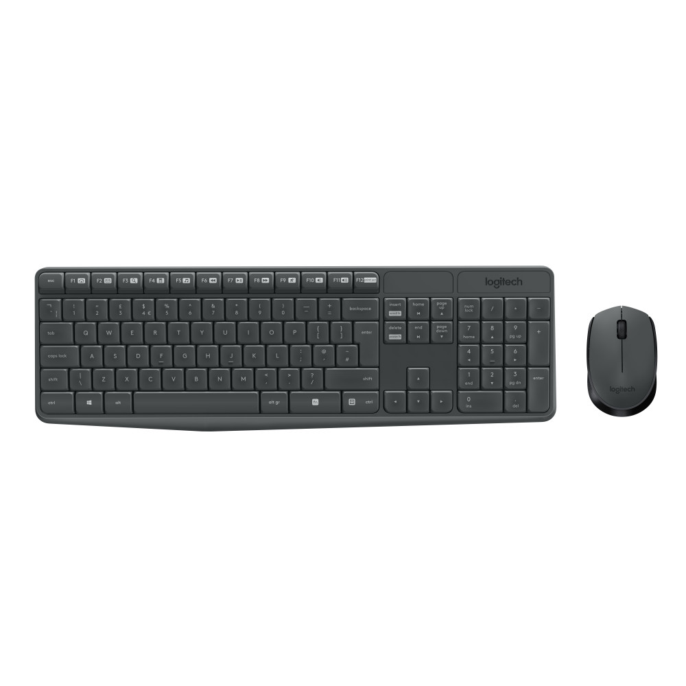 Produktbild för Logitech MK235 tangentbord Mus inkluderad USB QWERTY Nordic Grå