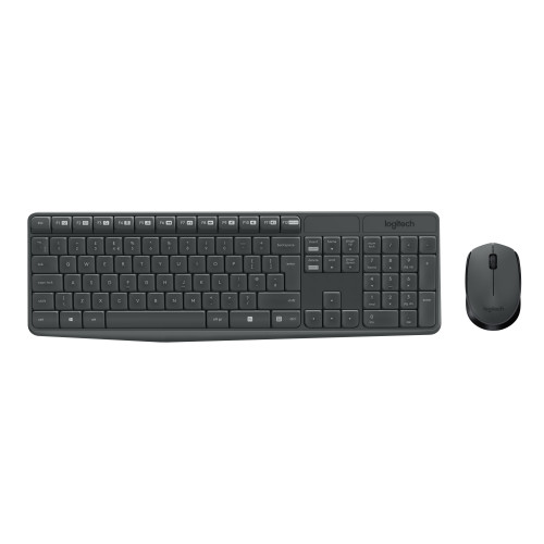 Logitech Logitech MK235 tangentbord Mus inkluderad USB QWERTY Nordic Grå
